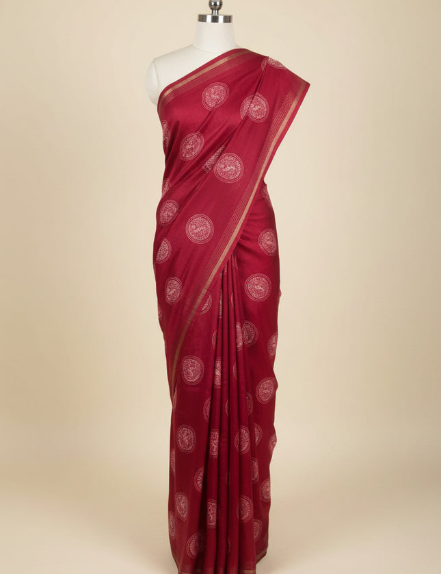 Rani Pink Traditional Design Semi Tussar 106 Saree