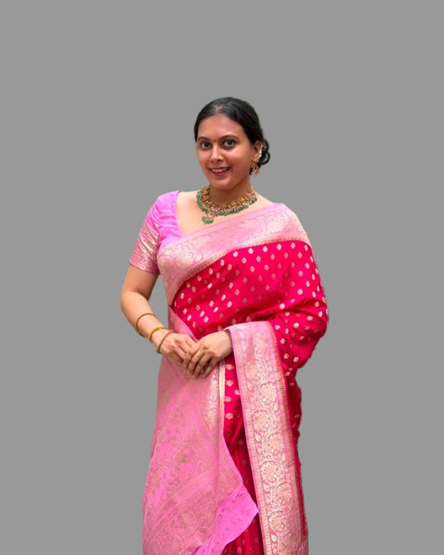 Pink Semi Georgette Saree 107 (Anusha)