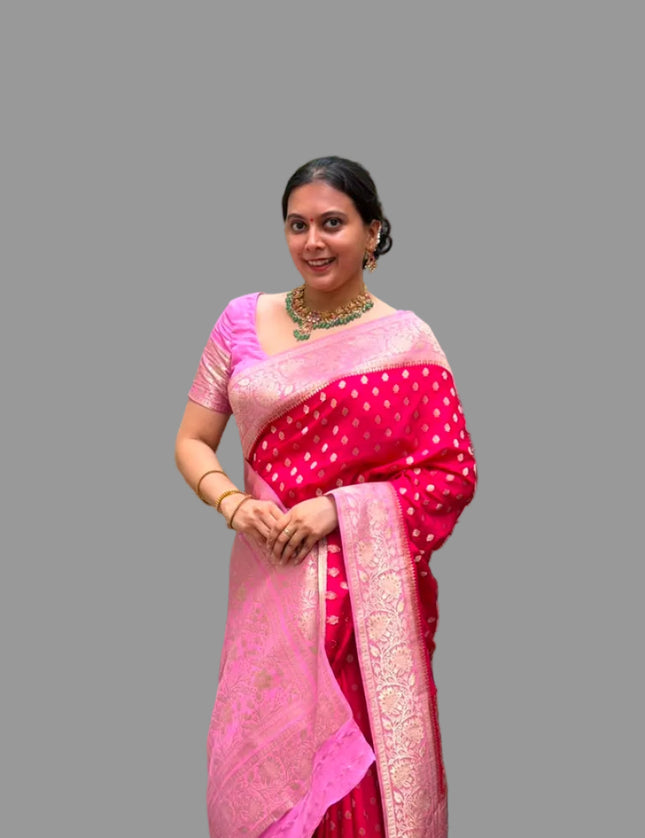 Pink Semi Georgette Saree 107 (Anusha)