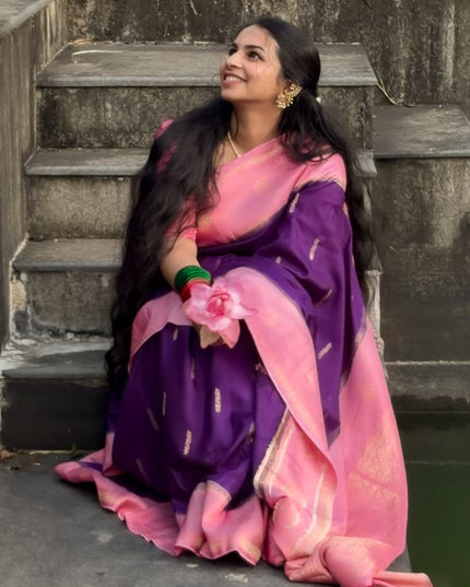 Purple Semi Mysore Silk Saree Gouri107