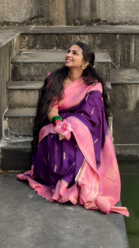 Purple Semi Mysore Silk Saree Gouri107