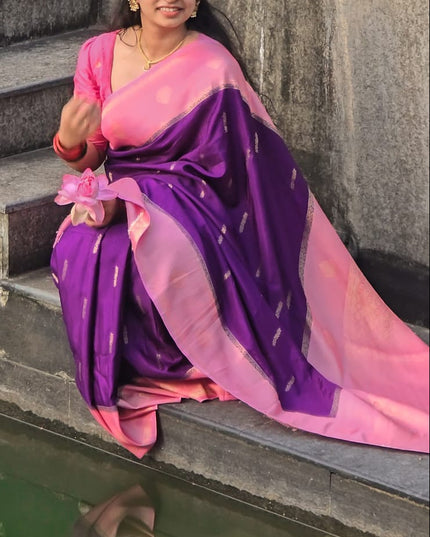 Purple Semi Mysore Silk Saree Gouri107